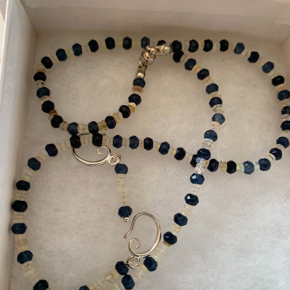 Kyanite And Fire Opals Necklace & earrings - Picture 1 of 8